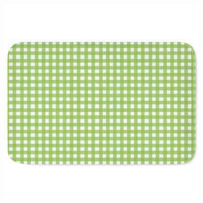 Green And White Check Pattern Print Indoor Door Mat