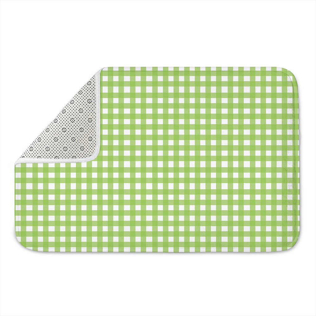 Green And White Check Pattern Print Indoor Door Mat