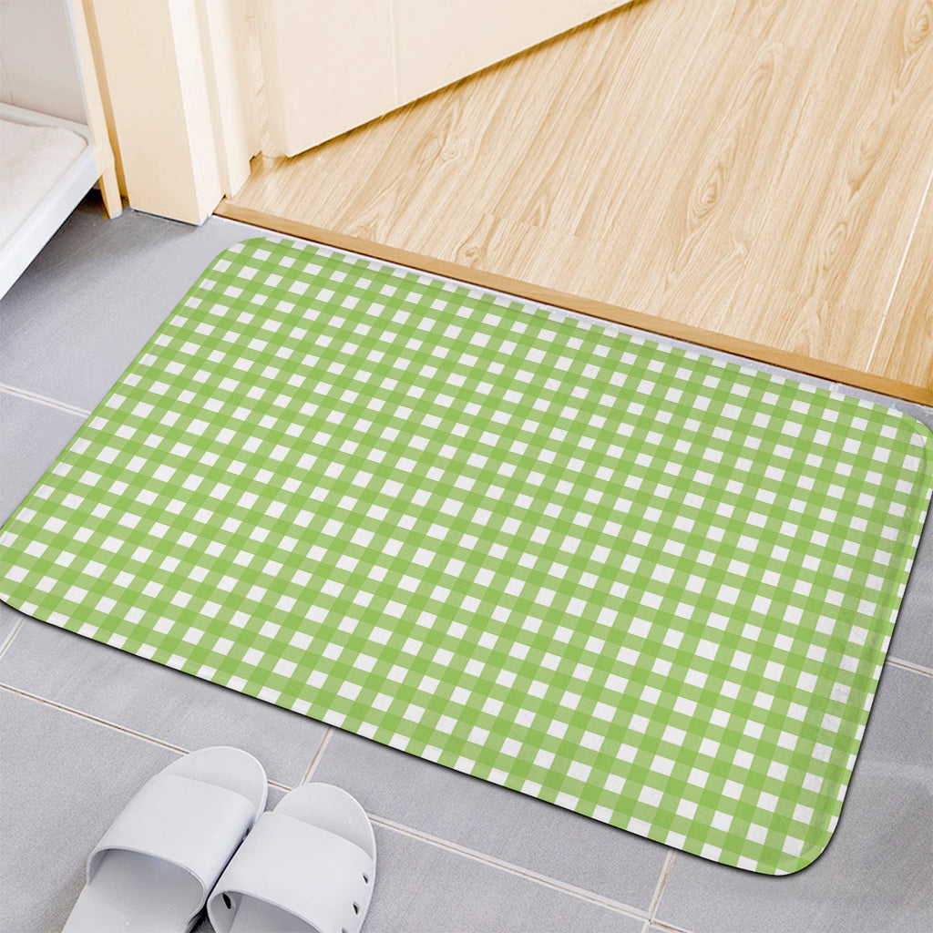 Green And White Check Pattern Print Indoor Door Mat