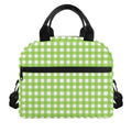 Green And White Check Pattern Print Insulated Lunch Bag