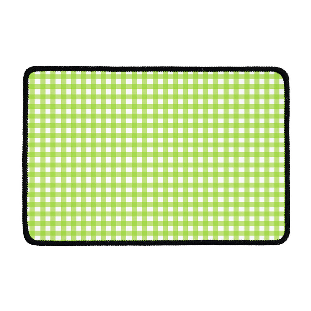 Green And White Check Pattern Print Kitchen Mat