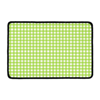 Green And White Check Pattern Print Kitchen Mat