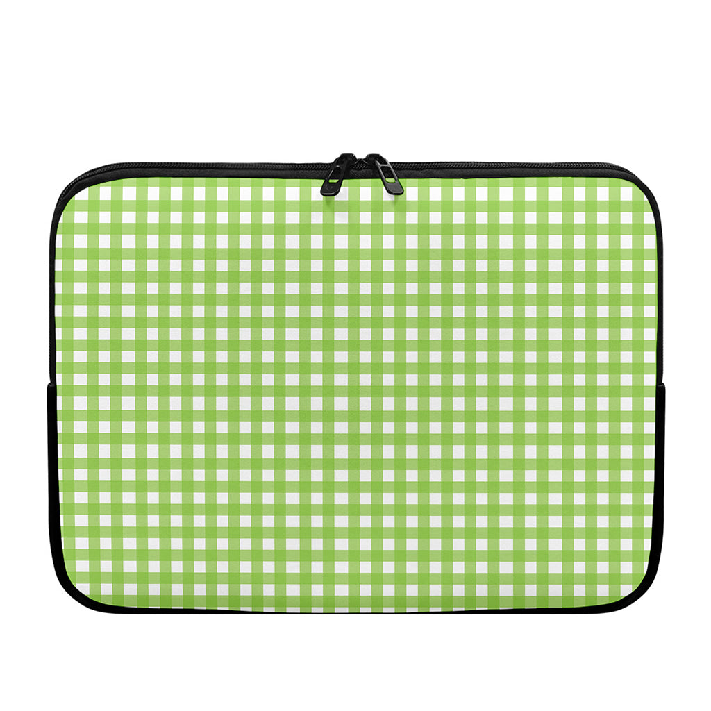 Green And White Check Pattern Print Laptop Sleeve