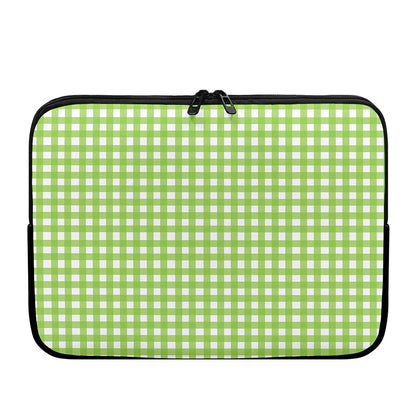 Green And White Check Pattern Print Laptop Sleeve