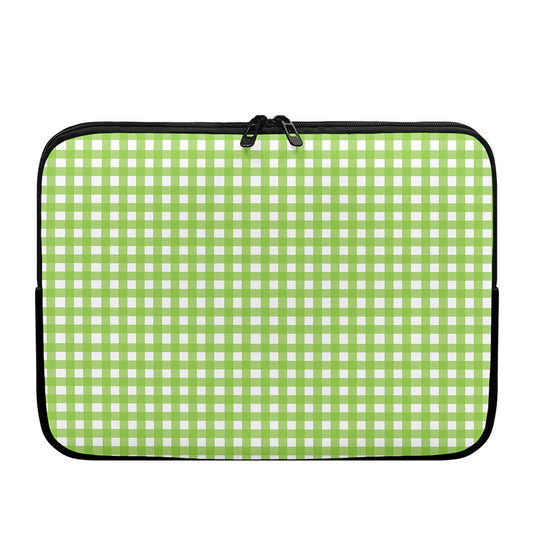 Green And White Check Pattern Print Laptop Sleeve