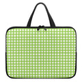 Green And White Check Pattern Print Laptop Sleeve With Handle