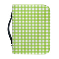 Green And White Check Pattern Print Leather Bible Cover