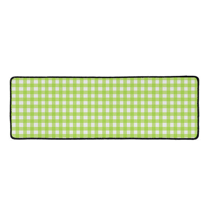Green And White Check Pattern Print Long Kitchen Mat