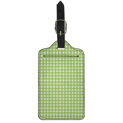 Green And White Check Pattern Print Luggage Tag
