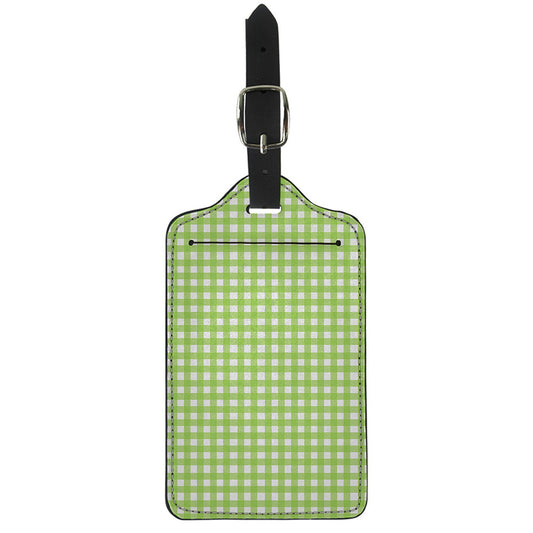 Green And White Check Pattern Print Luggage Tag