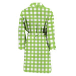 Green And White Check Pattern Print Men's Bathrobe