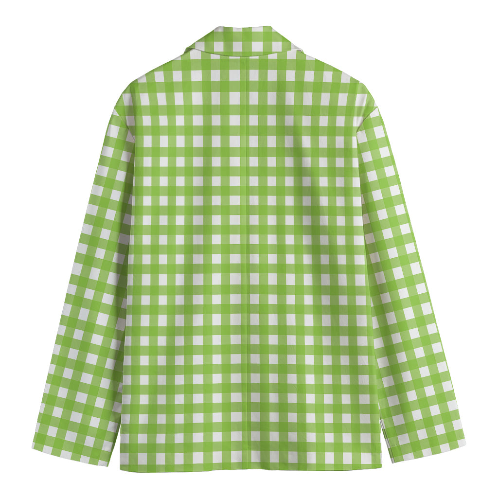 Green And White Check Pattern Print Men's Blazer