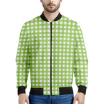 Green And White Check Pattern Print Men's Bomber Jacket