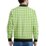 Green And White Check Pattern Print Men's Bomber Jacket