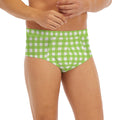 Green And White Check Pattern Print Men's Briefs