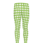 Green And White Check Pattern Print Men's leggings