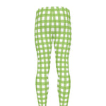 Green And White Check Pattern Print Men's leggings