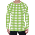 Green And White Check Pattern Print Men's Long Sleeve T-Shirt