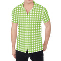 Green And White Check Pattern Print Men's Shirt