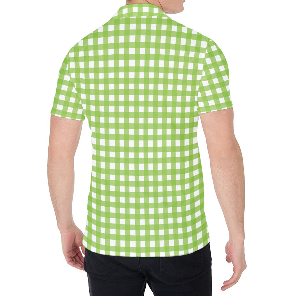 Green And White Check Pattern Print Men's Shirt