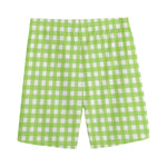 Green And White Check Pattern Print Men's Sports Shorts