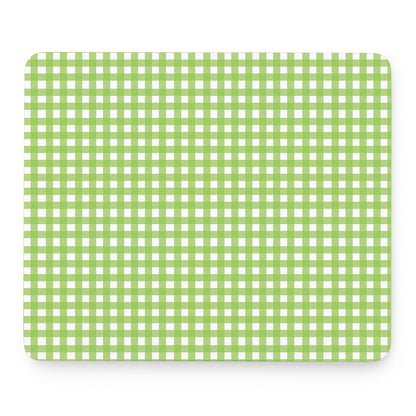 Green And White Check Pattern Print Mouse Pad