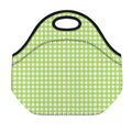 Green And White Check Pattern Print Neoprene Lunch Bag