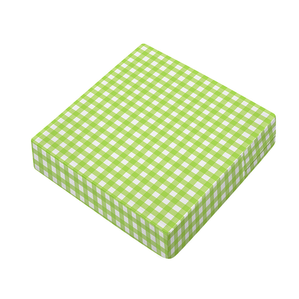 Green And White Check Pattern Print Outdoor Seat Cushion Cover