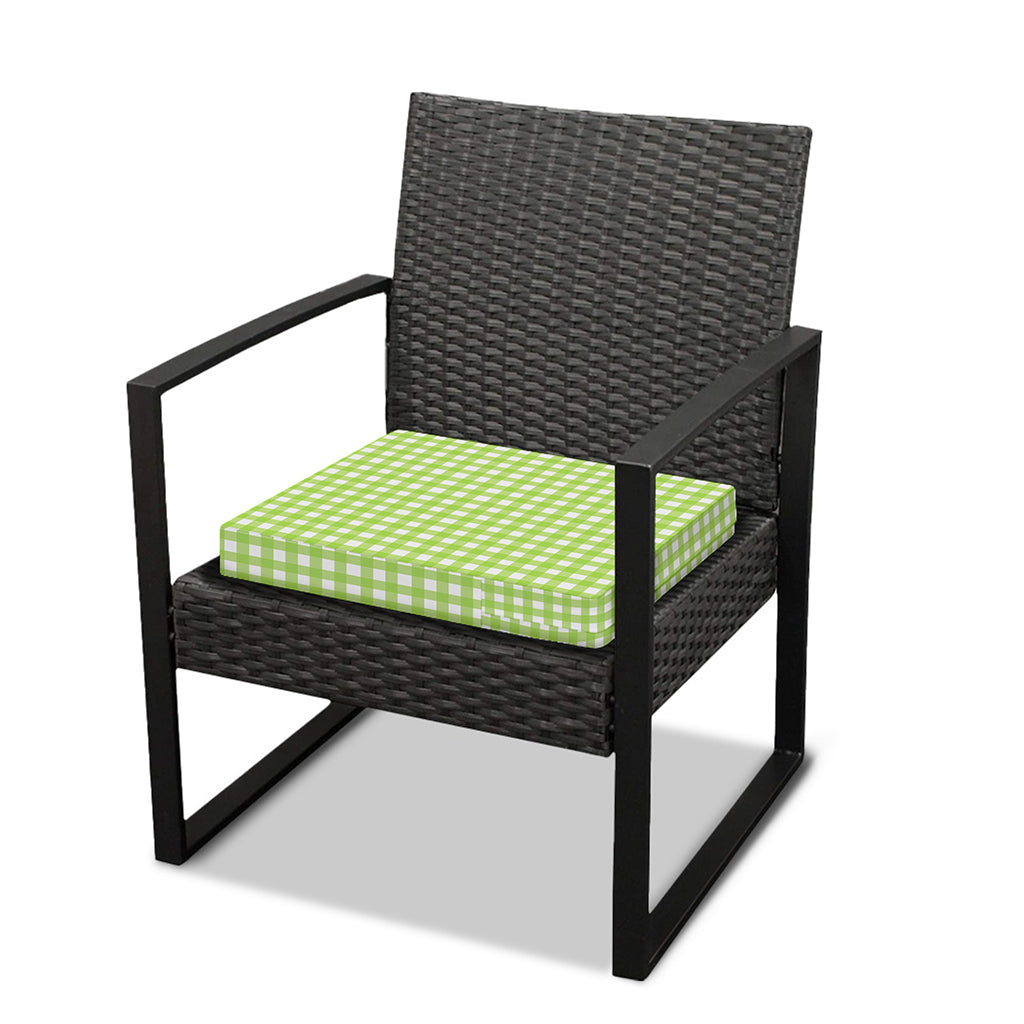 Green And White Check Pattern Print Outdoor Seat Cushion Cover