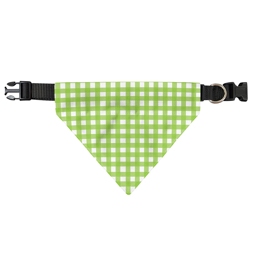 Green And White Check Pattern Print Over The Collar Dog Bandana