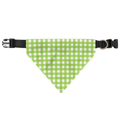 Green And White Check Pattern Print Over The Collar Dog Bandana