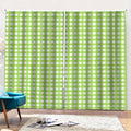 Green And White Check Pattern Print Pencil Pleat Curtains