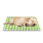 Green And White Check Pattern Print Pet Cooling Mat Cover