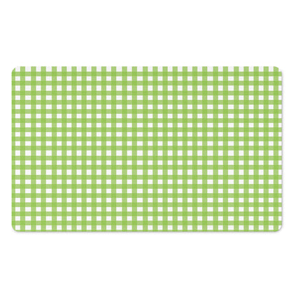Green And White Check Pattern Print Polyester Doormat