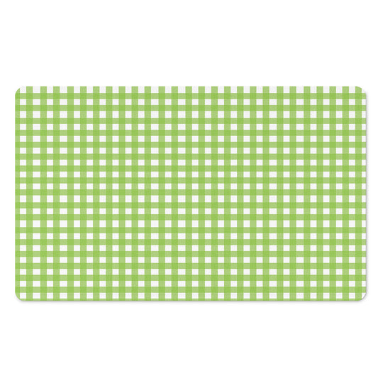 Green And White Check Pattern Print Polyester Doormat