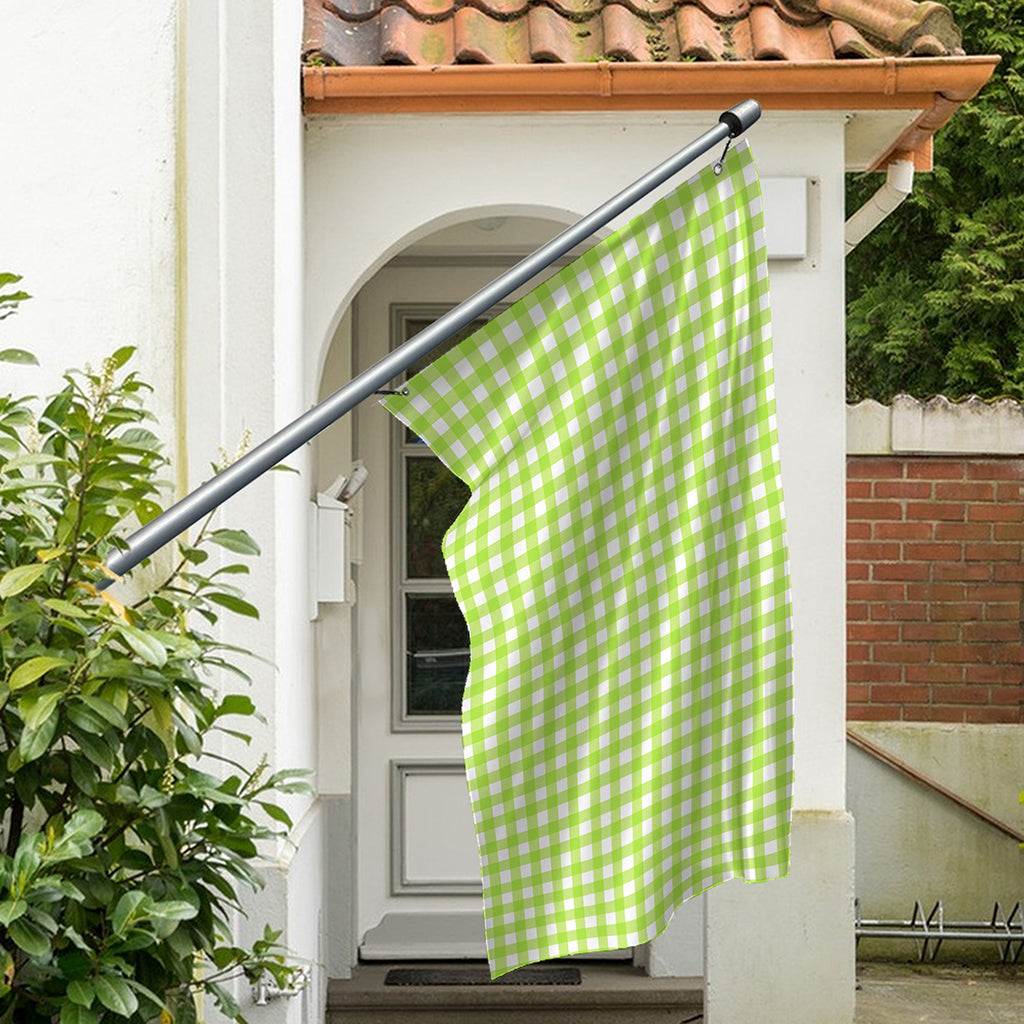 Green And White Check Pattern Print Polyester Flag