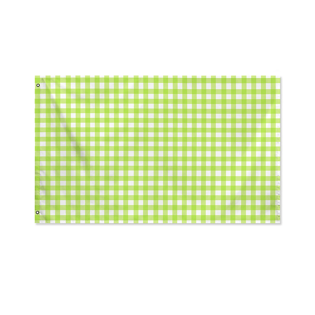 Green And White Check Pattern Print Polyester Flag