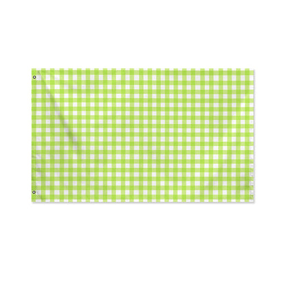 Green And White Check Pattern Print Polyester Flag