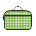 Green And White Check Pattern Print Portable Lunch Bag