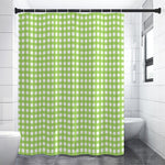 Green And White Check Pattern Print Premium Shower Curtain