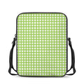 Green And White Check Pattern Print Rectangular Crossbody Bag