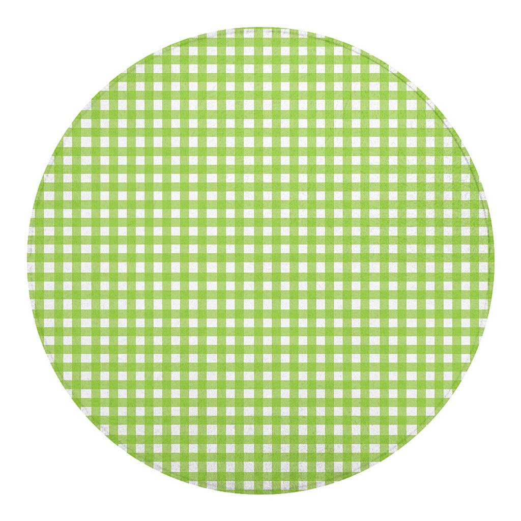 Green And White Check Pattern Print Round Blanket