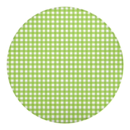 Green And White Check Pattern Print Round Blanket