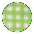Green And White Check Pattern Print Round Floor Mat