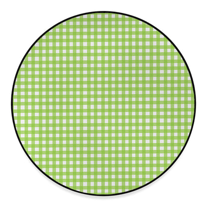 Green And White Check Pattern Print Round Floor Mat