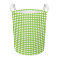 Green And White Check Pattern Print Round Laundry Basket