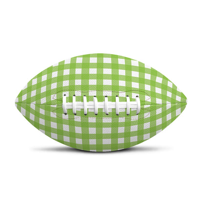 Green And White Check Pattern Print Rugby Ball
