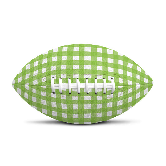 Green And White Check Pattern Print Rugby Ball