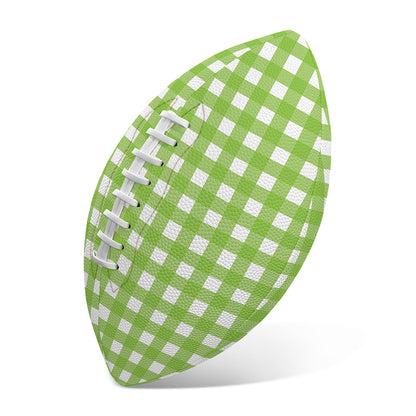 Green And White Check Pattern Print Rugby Ball