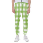 Green And White Check Pattern Print Scuba Joggers